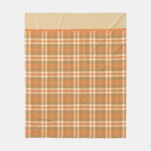 Oranje En Beige Geruite Fleece Deken (Voorkant)
