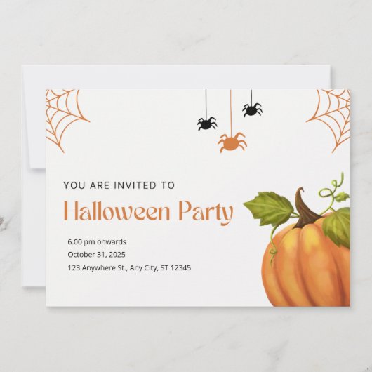 Oranje en beige illustratieve Happy Halloween (Voorkant)