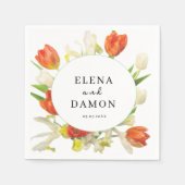 Oranje en beige tulpenbruiloft servet (Voorkant)