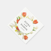 Oranje en beige tulpenbruiloft servet (Hoek)