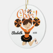 Oranje en Bla Cheer Dark Hair Cheerleader Ornament (Links)