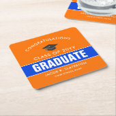 Oranje en blauw aangepast Afstuderen Kartonnen Onderzetters (Schuin)