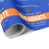 Oranje en blauw aangepast Afstuderen ompakken papi Cadeaupapier (Rol Hoek)