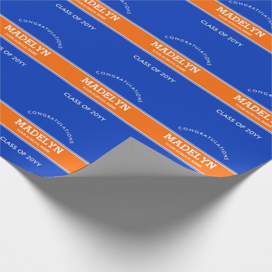 Oranje en blauw aangepast Afstuderen ompakken papi Cadeaupapier (Hoek)