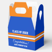Oranje en blauw aangepast Afstuderen promotievak Bedankdoosjes (Geopend)