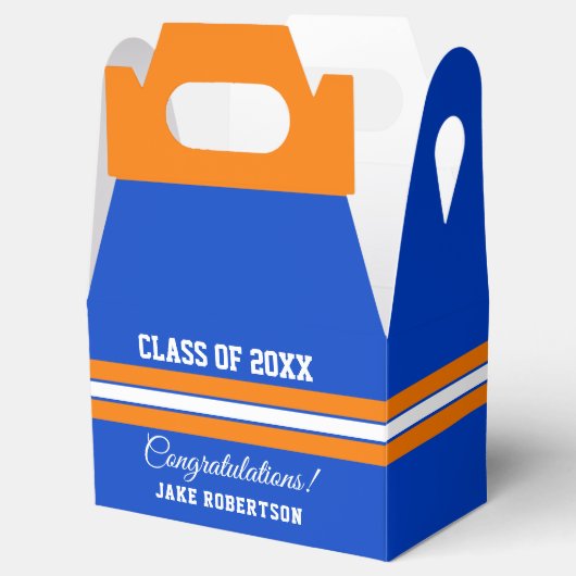 Oranje en blauw aangepast Afstuderen promotievak Bedankdoosjes (Geopend)