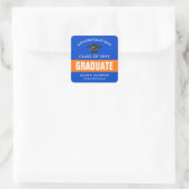 Oranje en blauw aangepast Afstuderen Vierkante Sticker (Tas)