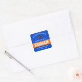 Oranje en blauw aangepast Afstuderen Vierkante Sticker (Envelop)