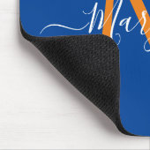 Oranje en blauw, aangepast monogram blauw muismat (Hoek)