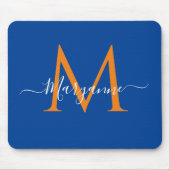 Oranje en blauw, aangepast monogram blauw muismat (Voorkant)