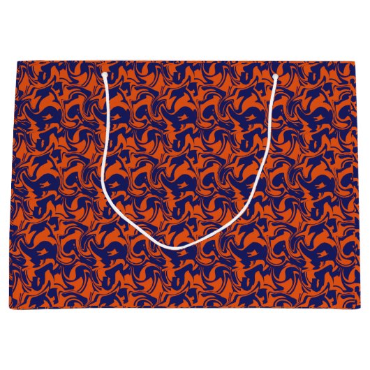 Oranje en blauw abstract groot cadeauzakje (Voorkant)