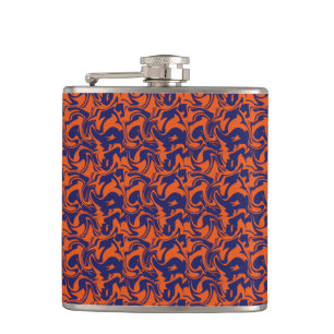 Oranje en blauw abstract heupfles