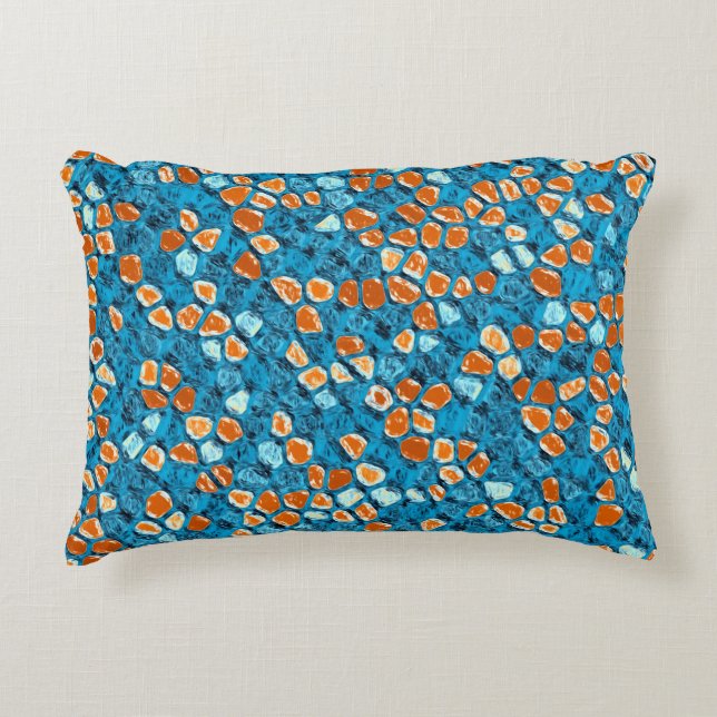 Oranje en blauw Abstract patroon Accent Kussen (Voorkant)