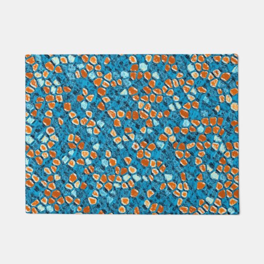 Oranje en blauw Abstract patroon Deurmat (Voorkant)