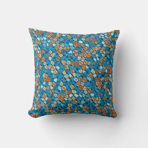 Oranje en blauw Abstract patroon Kussen