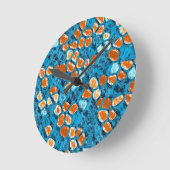 Oranje en blauw Abstract patroon Ronde Klok (Hoek)