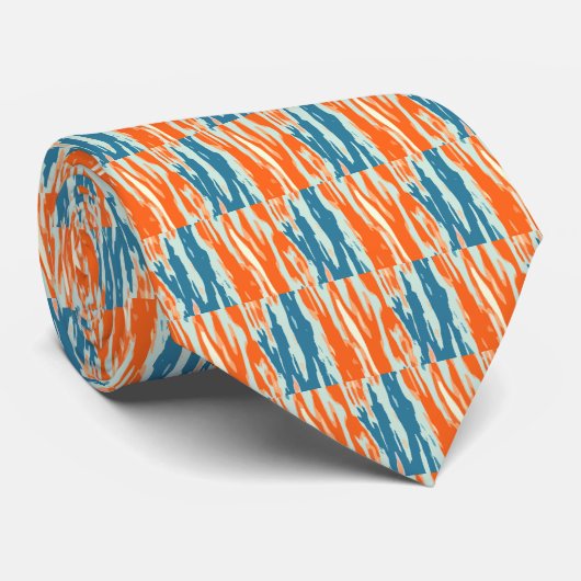 Oranje en blauw Abstract patroon Stropdas (Opgerold)