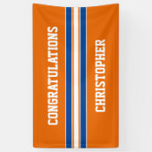 Oranje en blauw Afstuderen Aangepaste poorten Spandoek (Verticaal)