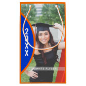 Oranje en blauw Afstuderen Foto aangepast Klein Cadeauzakje (Achterkant)