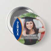 Oranje en blauw Afstuderen Foto Aangepaste Button (Voorkant /achterkant)