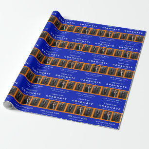 Oranje en blauw Afstuderen Foto collage Cadeaupapier
