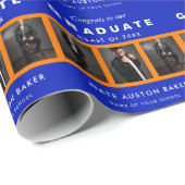 Oranje en blauw Afstuderen Foto collage Cadeaupapier (Rol Hoek)