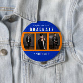 Oranje en blauw Afstuderen Foto collage Ronde Button 4,0 Cm (In situ)