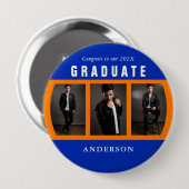 Oranje en blauw Afstuderen Foto collage Ronde Button 4,0 Cm (Voorkant /achterkant)