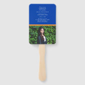 Oranje en blauw Afstuderen Foto hand Fan Handwaaier (Achterkant)