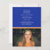 Oranje en blauw Afstuderen Fotoaankondiging (Achterkant)