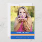 Oranje en blauw Afstuderen Fotoaankondiging (Voorkant)