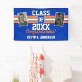 Oranje en blauw Afstuderen Gefeliciteerd met foto' Spandoek (Insitu)
