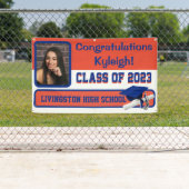 Oranje en blauw Afstuderen van vinyl Spandoek (Insitu)