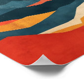Oranje en Blauw Berglandschap Poster (Hoek)