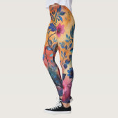 Oranje en blauw bloem leggings (Links)