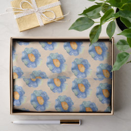 Oranje en blauw bloempatroon tissuepapier