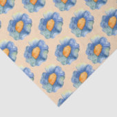 Oranje en blauw bloempatroon tissuepapier (Detail)