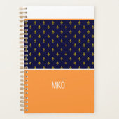 Oranje en blauw Fleur-de-lis Planner (Voorkant)