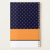 Oranje en blauw Fleur-de-lis Planner (Achterkant)