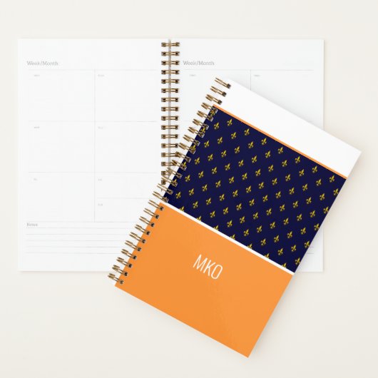 Oranje en blauw Fleur-de-lis Planner (Display)