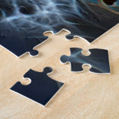 Oranje en blauw fractaal kunstwerk legpuzzel (Zijkant)