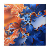 Oranje en blauw fractal tegeltje (Voorkant)