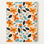 Oranje en blauw gebladerte en bloemen gepersonalis planner (Achterkant)