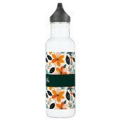 Oranje en blauw gebladerte en bloemen gepersonalis waterfles (Rechts)