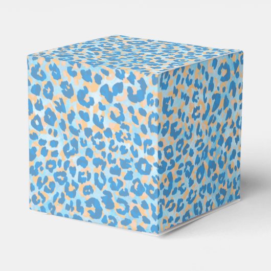 Oranje en blauw gekleurd luipaard bedankdoosjes (Achterkant)