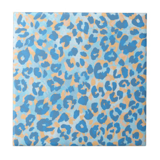 Oranje en blauw gekleurd luipaard tegeltje