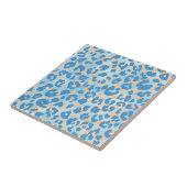 Oranje en blauw gekleurd luipaard tegeltje (Zijkant)