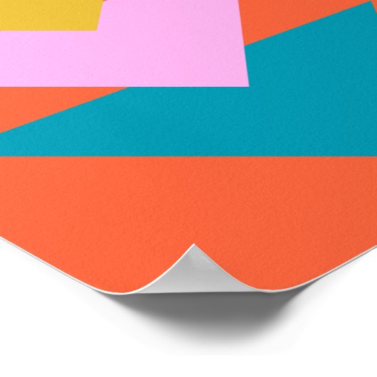 Oranje en blauw geometrisch Scandinavisch ontwerp Poster (Hoek)