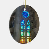 Oranje en blauw Glas in lood Keramisch Ornament (Rechts)