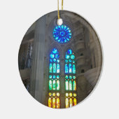 Oranje en blauw Glas in lood Keramisch Ornament (Links)